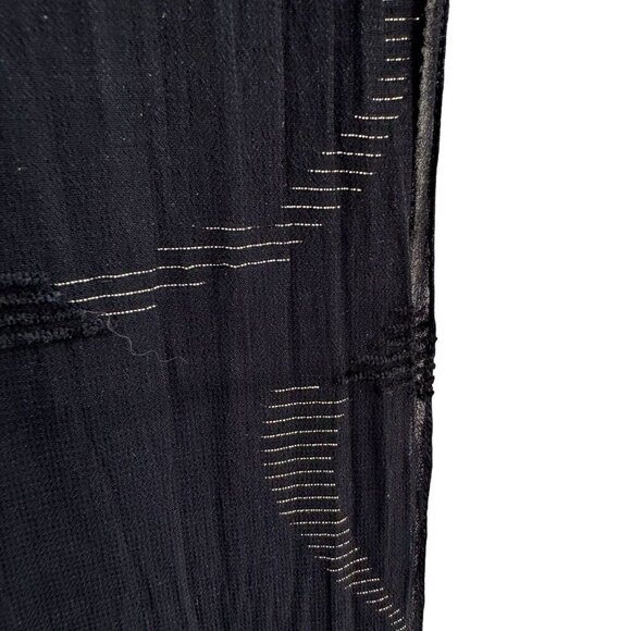 Anne Klein For Vera Vintage Black Sheer Metallic Fringe Italian Made Scarf Wrap - Picture 4 of 7